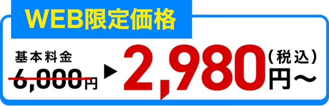 WEB限定価格 基本料金6,000円→2,980円（税込）